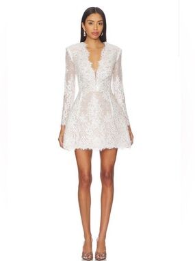 Bronx and Banco White Lace Long Sleeve Mini Dress